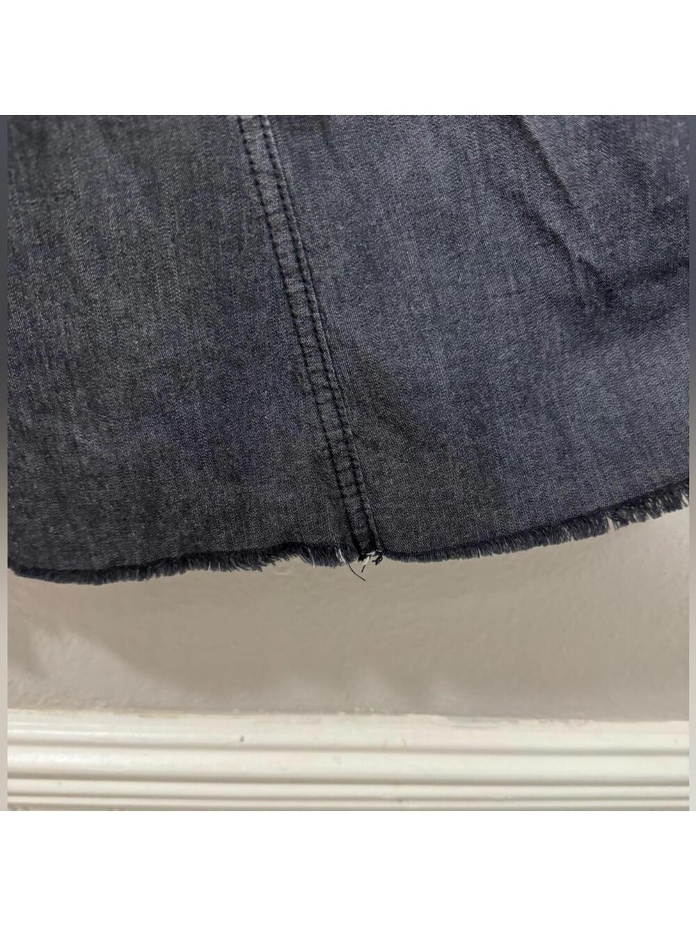 Free People Black Wash Denim Distressed Mini Sleeveless Button Up Dress Medium - Picture 6 of 8